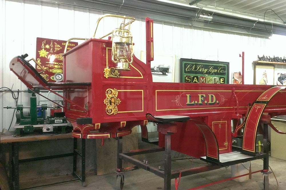 Fire engine in restoration process